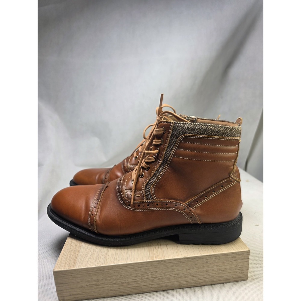 Arkbird Oxfords Mens Cognac Brown Leather Cap Toe Side Zip Ankle Boots Size 12
